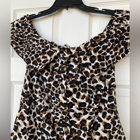 Leopard print off shoulder dress. - Picture 2 of 8